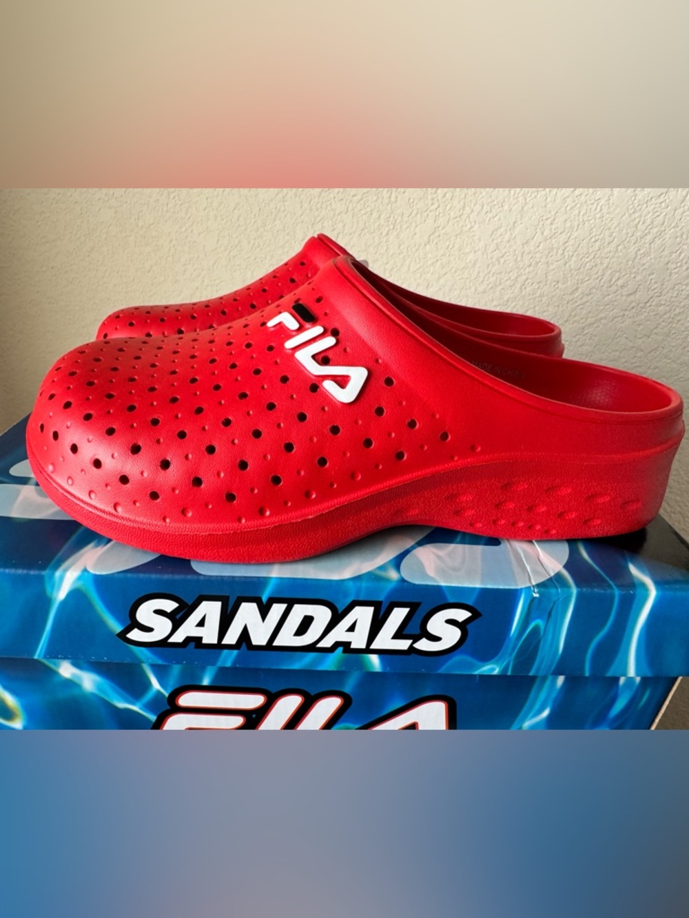 Fila Red Impel Slip-On Perforated Slide/Clog